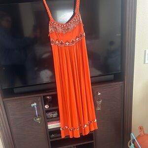Orange Embellished Maxi Dress